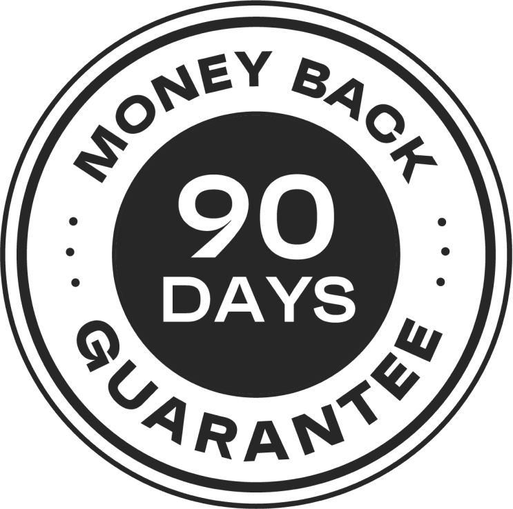 Synadentix 90-day 100% money-back guarantee seal for risk-free purchase.